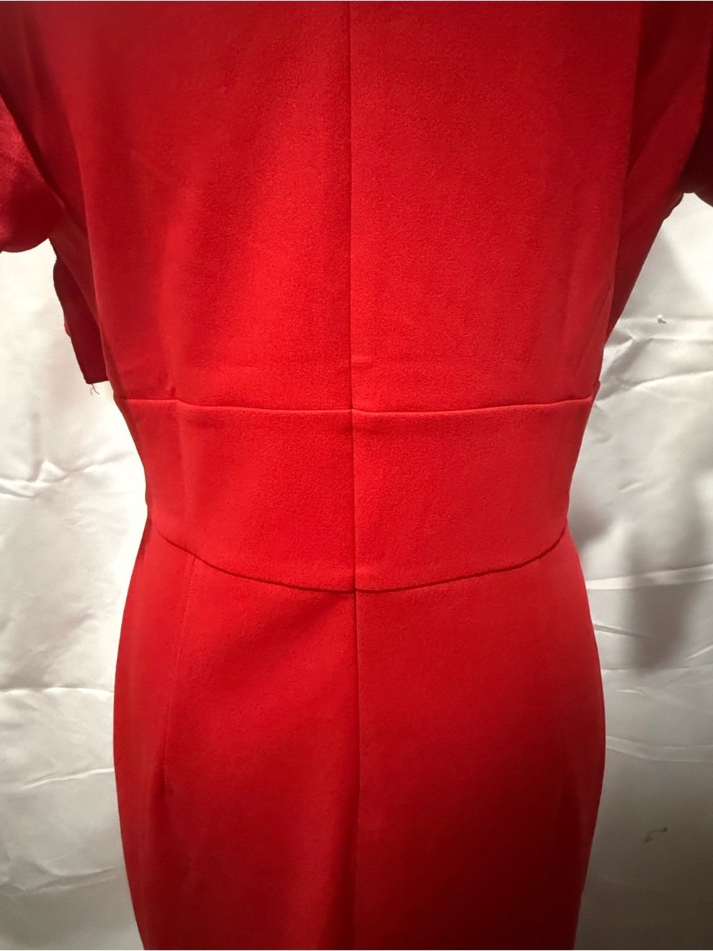 Red Wrap-Style Midi Dress with Flutter Sleeves - Picture 7 of 8